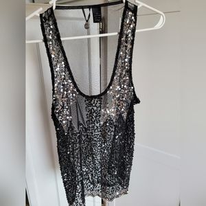 BKE boutique sheer sparkly tank